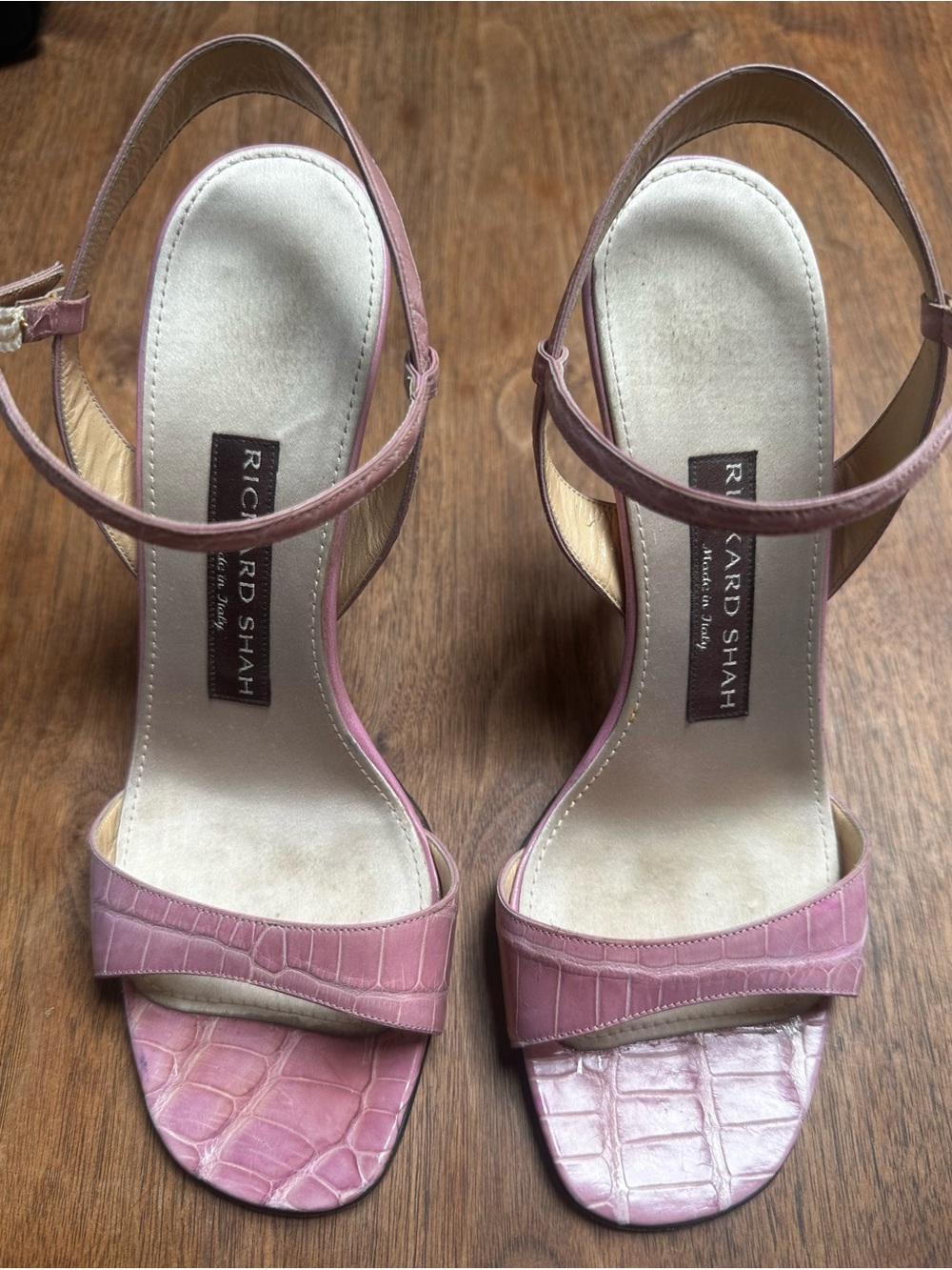 Rickard Shaw Crocodile Slingback High Heeled Sandals